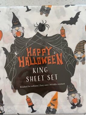 Happy Halloween King Sheet Set - Halloween Gnome Print